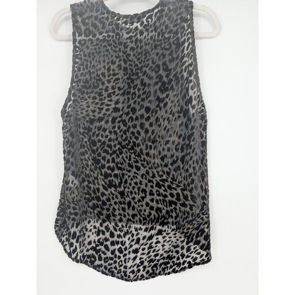 VTG Y2K Sheer Silk Velvet Burnout Leopard Fairy Grunge Baddie Hi Low Hem Tank 4 - Picture 2 of 8